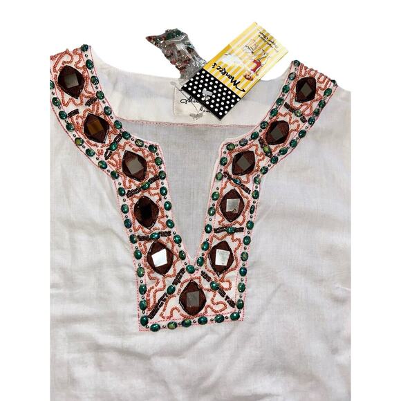 Milly New York Tunic Top NWT white/cream Jewels Mirror Embellished Sz 2 $274 - Picture 5 of 12